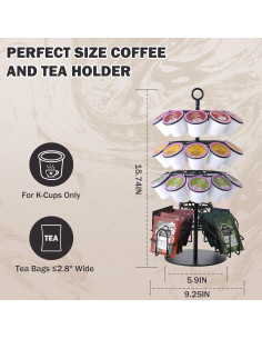 Soporte giratorio para 30 cápsulas K-Cup + 60 bolsas de té Eastsign 2