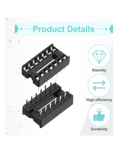 Adaptador de Zócalo DIP IC 14 Pines MECCANIXITY 80 Pcs 2.54mm