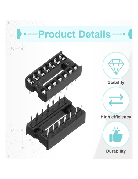 Adaptador de Zócalo DIP IC 14 Pines MECCANIXITY 80 Pcs 2.54mm