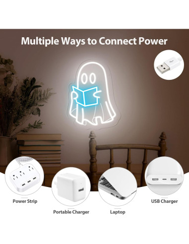 Luz de neón libro de lectura fantasma MinIeoh 25.4x22.9cm