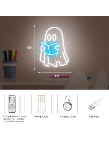 Luz de neón libro de lectura fantasma MinIeoh 25.4x22.9cm