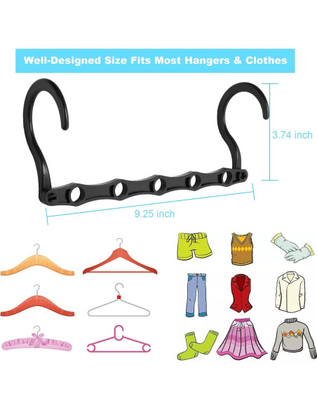 10 Perchas Ahorra Espacio DUCOO - Organizadores de Armario Negros