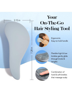 Cepillo Desenredante Kitsch Azul Humo para Cabello Húmedo y Seco 2