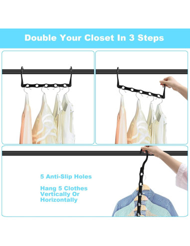 10 Perchas Ahorra Espacio DUCOO - Organizadores de Armario Negros