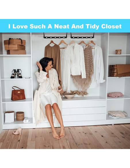 10 Perchas Ahorra Espacio DUCOO - Organizadores de Armario Negros