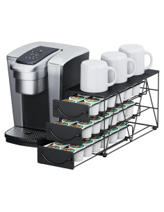 Soporte para cápsulas de café HFHOME 42 K-cups metal negro