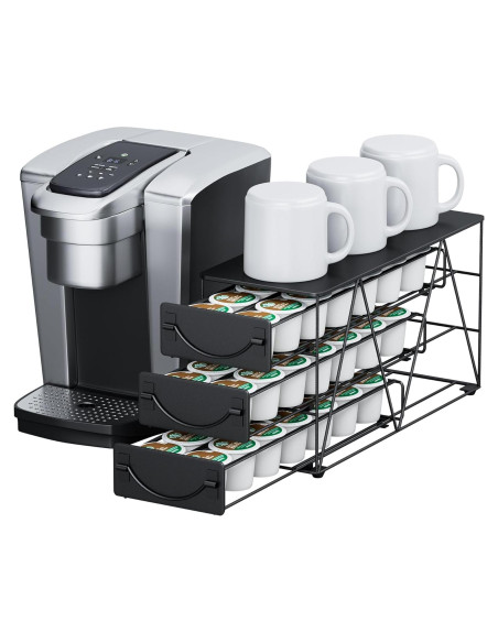 Soporte para cápsulas de café HFHOME 42 K-cups metal negro
