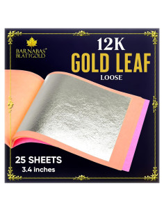 Hoja de Oro 12K BARNABAS BLATTGOLD - 25 Hojas 8.6 cm