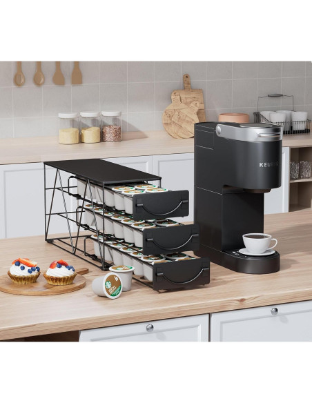 Soporte para cápsulas de café HFHOME 42 K-cups metal negro