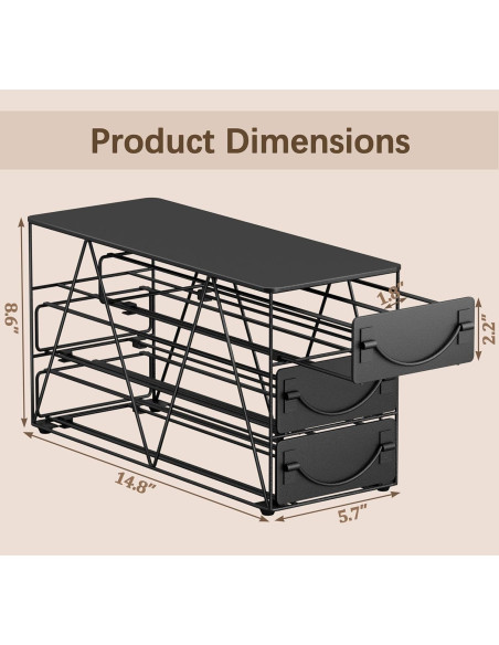 Soporte para cápsulas de café HFHOME 42 K-cups metal negro
