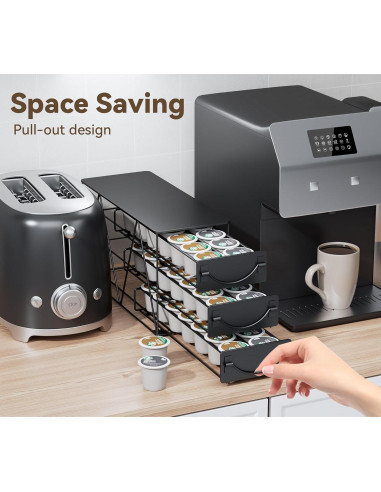 Soporte para cápsulas de café HFHOME 42 K-cups metal negro