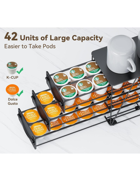 Soporte para cápsulas de café HFHOME 42 K-cups metal negro