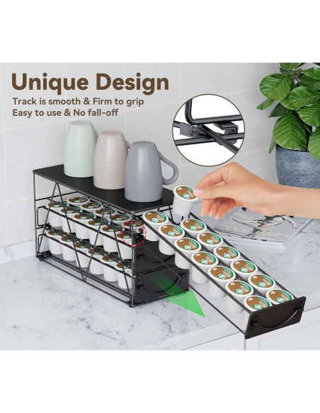 Soporte para cápsulas de café HFHOME 42 K-cups metal negro