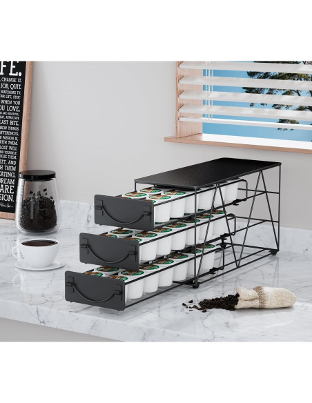 Soporte para cápsulas de café HFHOME 42 K-cups metal negro