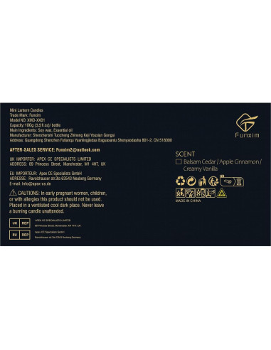 Conjunto de 3 Velas Aromáticas Funxim - Cedro, Canela, Vainilla