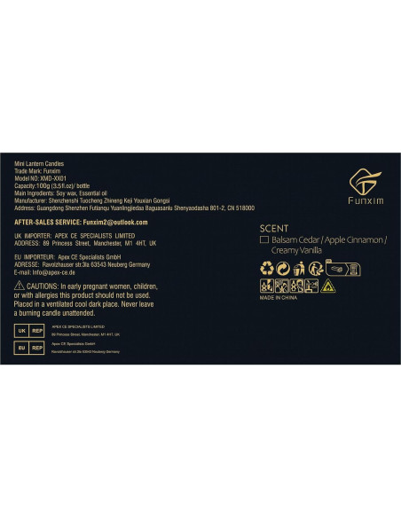 Conjunto de 3 Velas Aromáticas Funxim - Cedro, Canela, Vainilla Conjunto de 3 Velas Aromáticas Funxim - Cedro, Canela, Vainilla