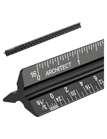 Regla Triangular de Aluminio Mveohos 30.48 cm Grabada Laser