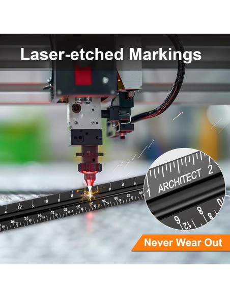 Regla Triangular de Aluminio Mveohos 30.48 cm Grabada Laser