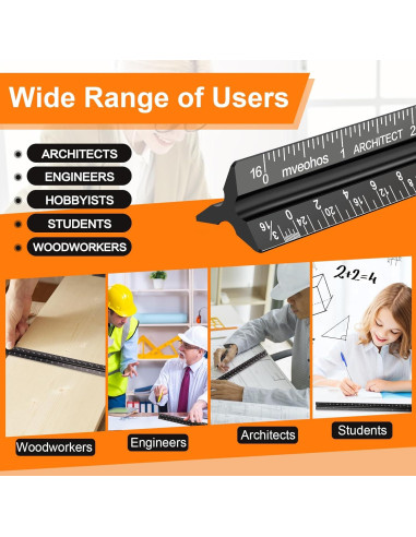 Regla Triangular de Aluminio Mveohos 30.48 cm Grabada Laser