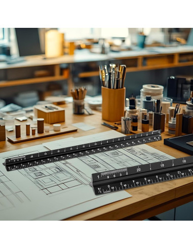 Regla Triangular de Aluminio Mveohos 30.48 cm Grabada Laser