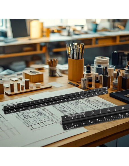 Regla Triangular de Aluminio Mveohos 30.48 cm Grabada Laser