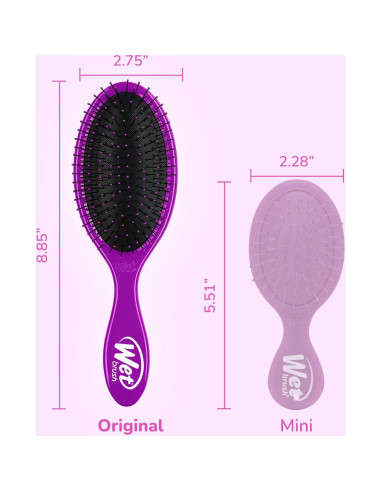 Cepillo Desenredante Wet Brush Original Paquete de 2 Rosa/Púrpura