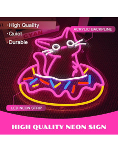 Letrero de Neón LED Ineonlife Gato Donut 32x40cm Regulable 2