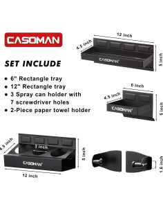 Estante Magnético CASOMAN 4 Piezas Negro Acero Inoxidable 2