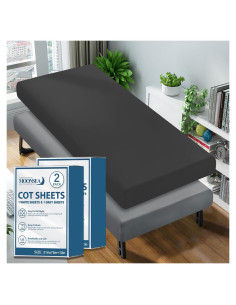 Sábana Ajustable Moonsea 79x191 cm Microfibra Gris y Negro