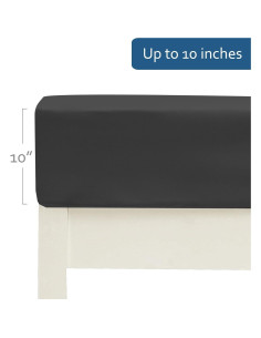 Sábana Ajustable Moonsea 79x191 cm Microfibra Gris y Negro 2