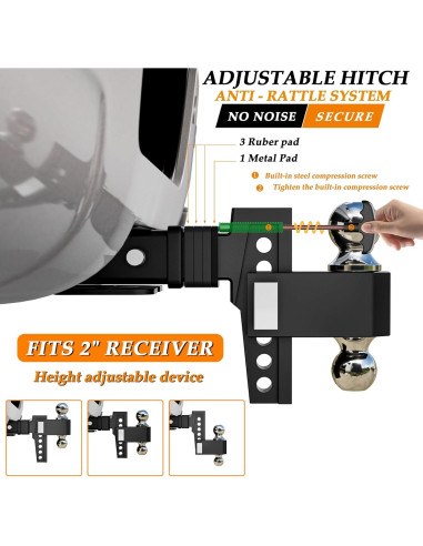 Enganche Ajustable Doble Bola VNN 6" para Receptor 2" 6803.89 kg