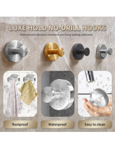 Ganchos de Ventosa SOCORIA 4 Piezas Acero Inoxidable Negro 2