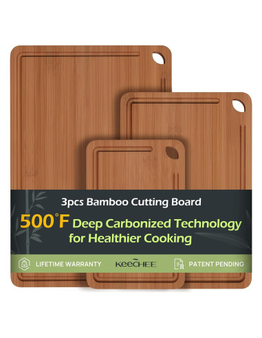 Conjunto de 3 Tablas de Cortar de Bambú Keechee - Ecológicas y Duraderas