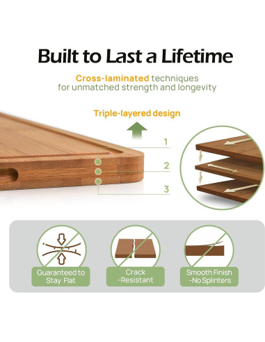 Conjunto de 3 Tablas de Cortar de Bambú Keechee - Ecológicas y Duraderas