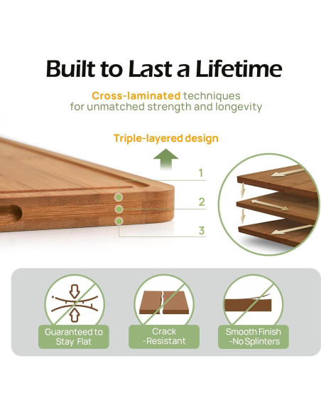 Conjunto de 3 Tablas de Cortar de Bambú Keechee - Ecológicas y Duraderas