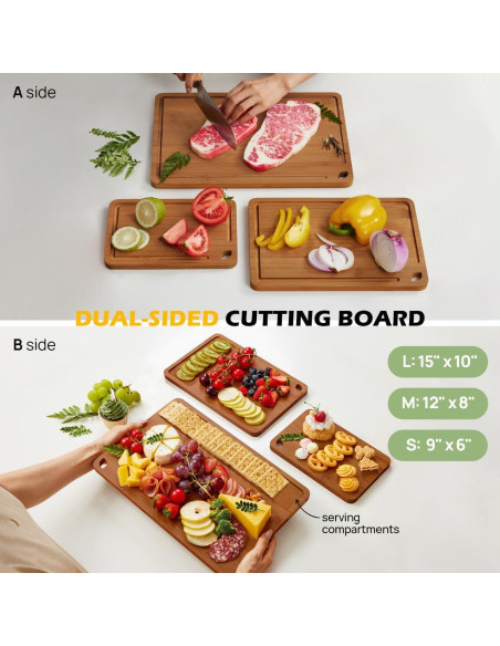 Conjunto de 3 Tablas de Cortar de Bambú Keechee - Ecológicas y Duraderas