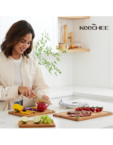 Conjunto de 3 Tablas de Cortar de Bambú Keechee - Ecológicas y Duraderas