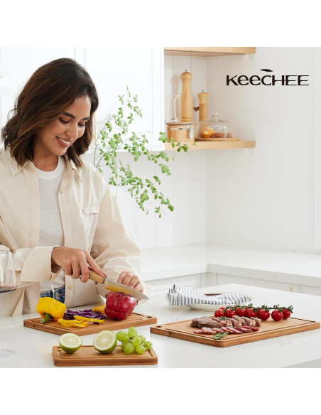 Conjunto de 3 Tablas de Cortar de Bambú Keechee - Ecológicas y Duraderas