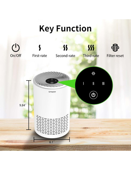 Purificador de Aire Portátil SAP200C - Blanco, 20 m, Silencioso
