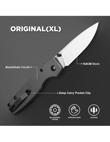 Cuchillo de bolsillo Kizer Original XL 83 mm 154CM Aluminio EDC