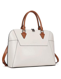 Maletín de Cuero BOSTANTEN para Mujeres 15.6" Beige y Marrón