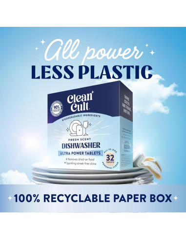 Cápsulas Detergente Lavavajillas Cleancult 32 Unidades Verbena