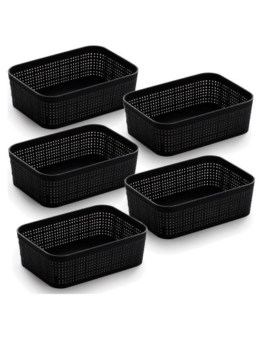 Cesta de Plástico Tejida BINO XS Negra - Paquete de 5