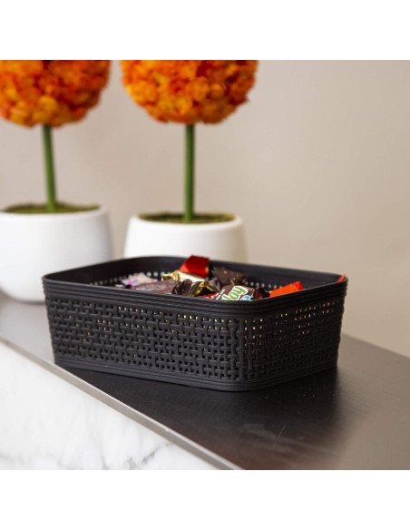 Cesta de Plástico Tejida BINO XS Negra - Paquete de 5 Cesta de Plástico Tejida BINO XS Negra - Paquete de 5