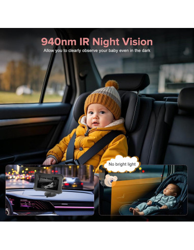 Cámara de coche para bebés VSSTECH con visión nocturna 5"