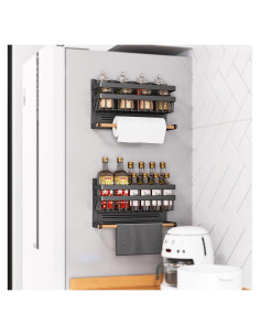 Organizador Magnético de Especias Sleclean 2 en 1 Negro 30x11.4cm