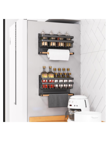 Organizador Magnético de Especias Sleclean 2 en 1 Negro 30x11.4cm