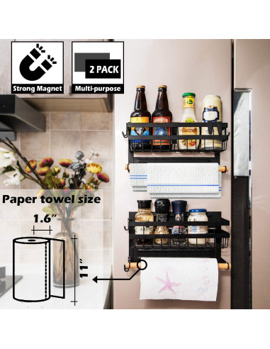 Organizador Magnético de Especias Sleclean 2 en 1 Negro 30x11.4cm