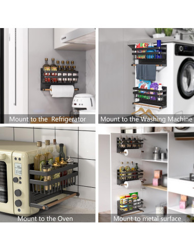 Organizador Magnético de Especias Sleclean 2 en 1 Negro 30x11.4cm