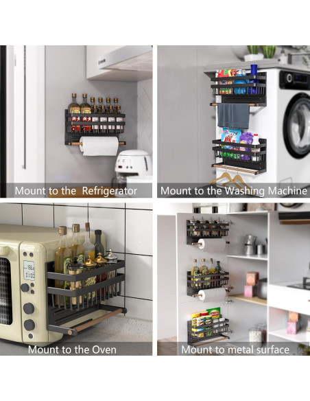 Organizador Magnético de Especias Sleclean 2 en 1 Negro 30x11.4cm